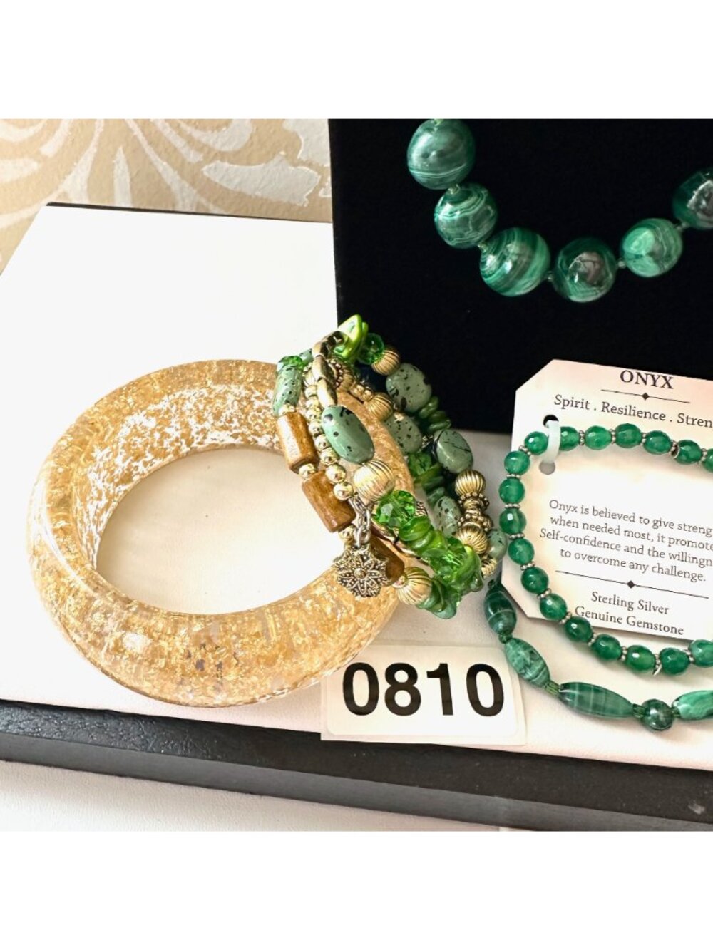 Jewelry Lot Vintage Modern Malachite Onxy Necklaces Bracelets Earrings Sterling - Picture 4 of 10